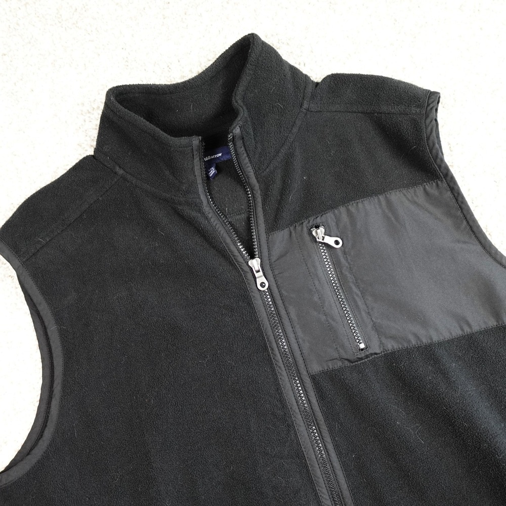 Croft & Barrow Mens XXL Black Full Zip Fleece Vest Mock Neck Utility Pockets